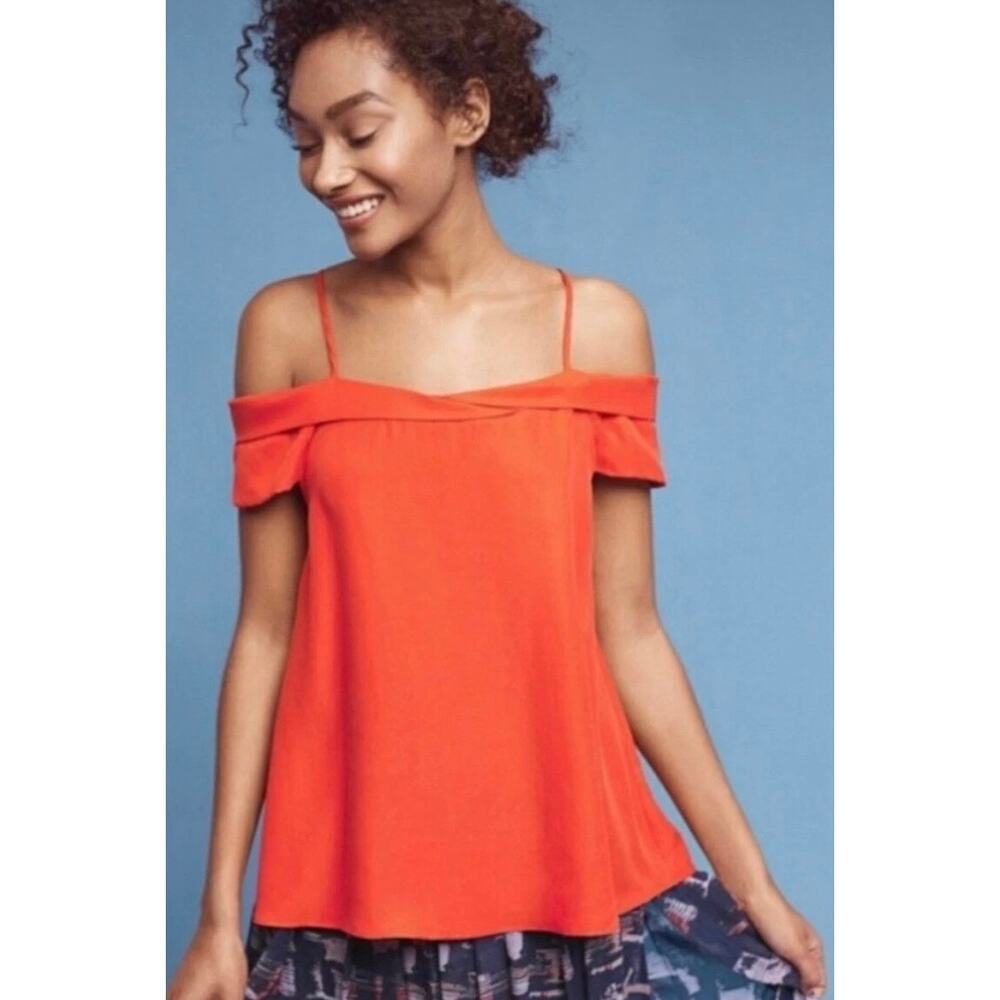 Paper Crown XS Off The Shoulder Top Blouse Red Rouge Cold Shoulder Sleeveless